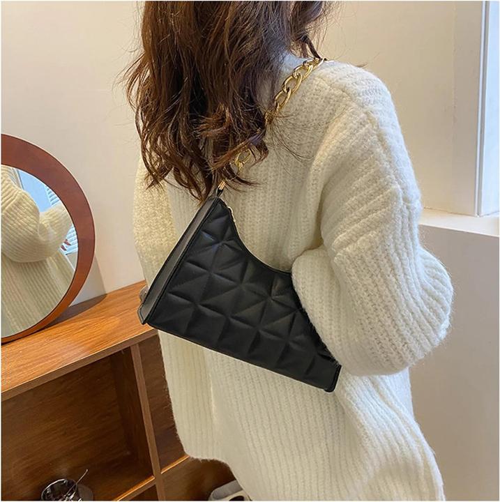 Immagine prodotto Only-Bags.Store Borsa a tracolla con motivo a diamante Borsa a tracolla in pelle solida Borsa a catena di nicchia