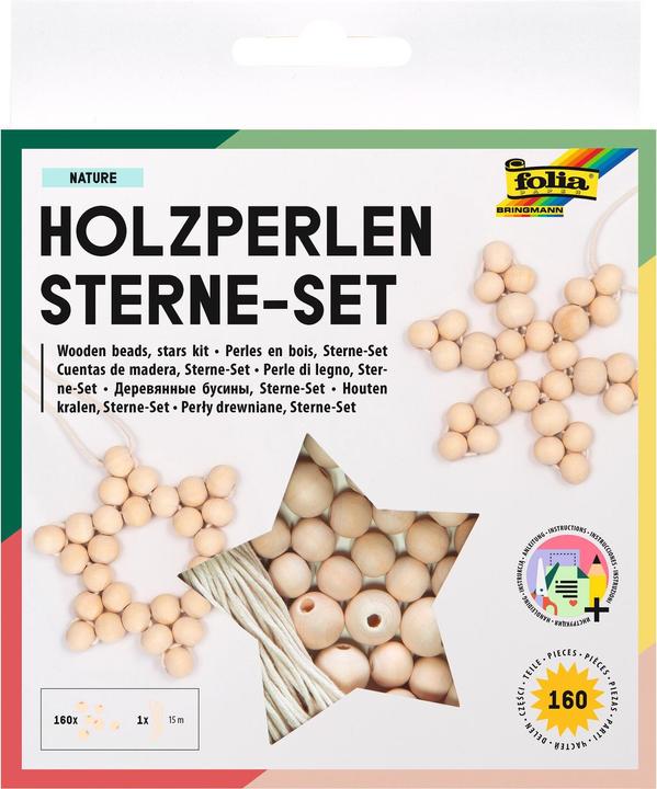 Produktbild Folia Bastelset Holzperlen Sterne Nature