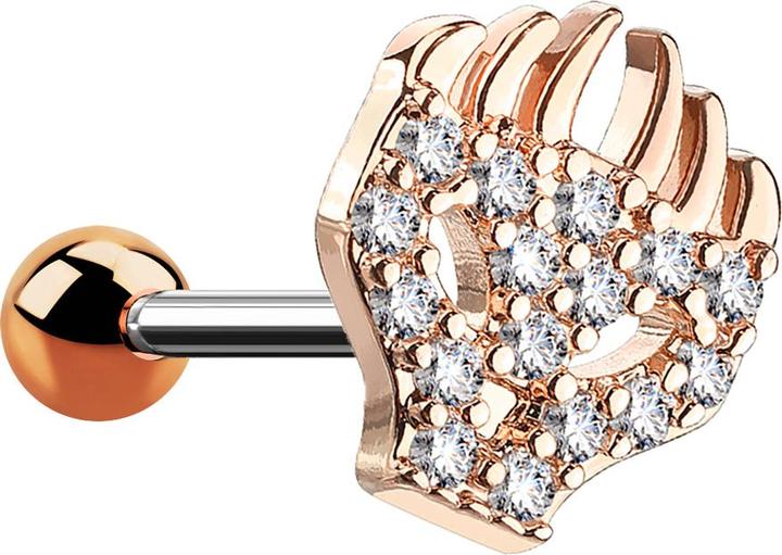 Star Piercing Micro Barbell rosegold Flammenkopf (Chirurgenstahl 316L, Messing)
