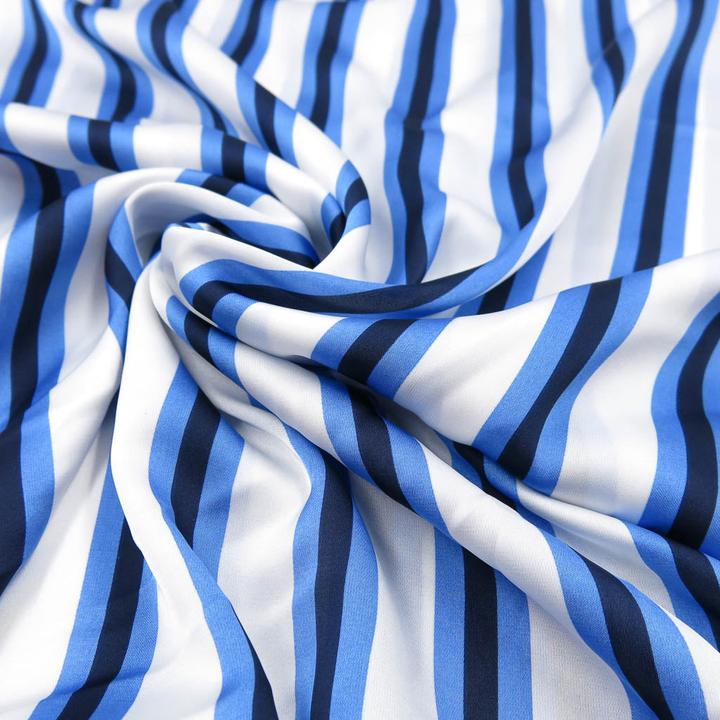 Produktbild Stoffrestposten Satin - Streifen Blau