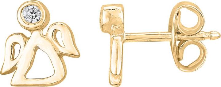 Leyda Engel Ohrstecker (Synthetischer Stein, Silber 925 1 Mikron Gelb Vergoldet 18k)