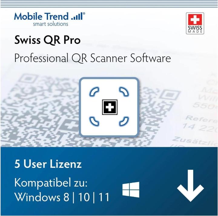 Produktbild Mobile Trend Swiss QR Scanner Pro ESD, Vollversion, 5 User, DE/FR/EN/IT (5 User, unbegrenzt)