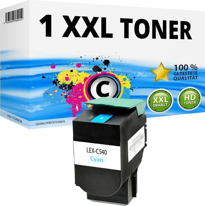 Actual product image Druckfuxx 1x XL Toner für LEXMARK CX543DN X544DN X544DTN X544DE X544N C540H1CG C