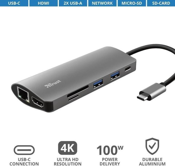 Immagine prodotto Trust Docking Station Dalyx 7-in-1 USB-C (USB-C, 1 Porti)