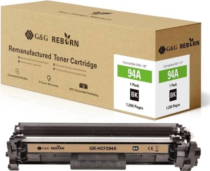 Actual product image G&G Toner replaces HP 94A Compatible Black 1200 pages Reborn remanufactured 2