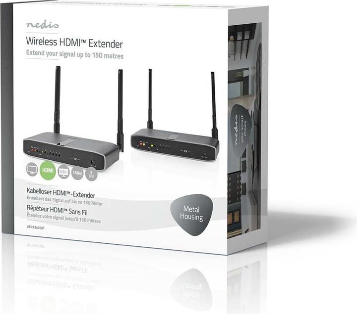 Produktbild Nedis Wireless HDMI ™ Übertrager | WLAN | 5.15 - 5.85 MHz | 100.0 m (Sichtlinie) | Maximale Auflösun (0.08 m, HDMI)