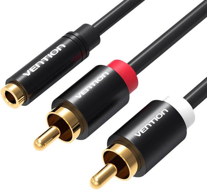 Produktbild Vention 3.5mm Female to 2x RCA Male Audio Cable 2m VAB-R01-B200 Black (2 m)