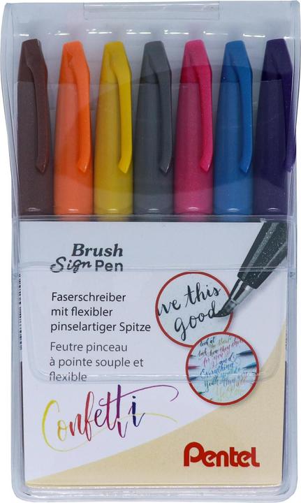 Image du produit Pentel Stylo pinceau, stylo fibre (Multicolore, 7 x)