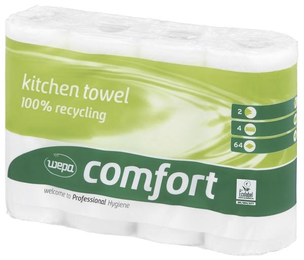 Image du produit Wepa Satino by comfort Essuie-tout 2 plis I 4 rouleaux I 100% recyclé I 167050