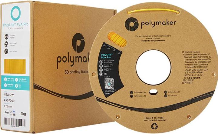 Image du produit Polymaker PolyLite PLA PRO Jaune 1.75mm 1kg (PLA-R, 1.75 mm, 1000 g, Jaune)