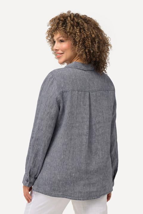 Produktbild Ulla Popken Bluse, Leinen, offener Kragen, Langarm (42, 44)