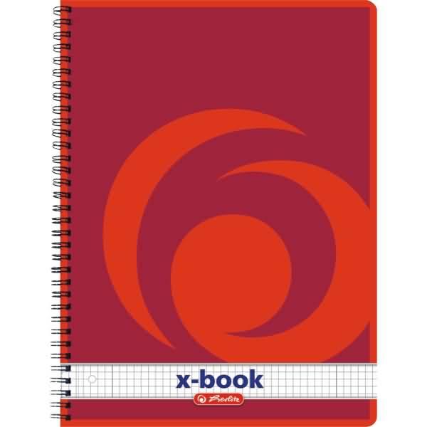 Actual product image Herlitz Collegeblock x-book, DIN A4, 80 sheets, squared, ruling 28, margin left and right, 70 gsm, woodfree (A4, Checked, No binding)