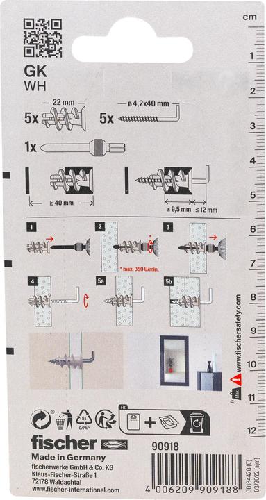 Produktbild Fischer Gipskartondübel GK WH K (5) (5 Stk.)