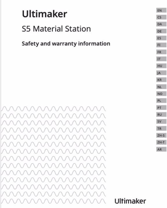 Image du produit Ultimaker Safety Booklet Material Station S5 MS (Pièce de rechange)