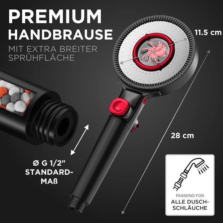 Actual product image Lobenswerk Duschkopf mit Mineralperlen & Druckerhöhung (3 Beam types)