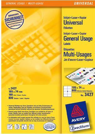 Actual product image Avery Universal labels