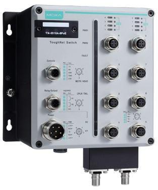 Produktbild Moxa En50155 Managed M12 Ethernet Switch (TN-5510A-2GLSX-ODC-WV-CT-T) - Ethernet
