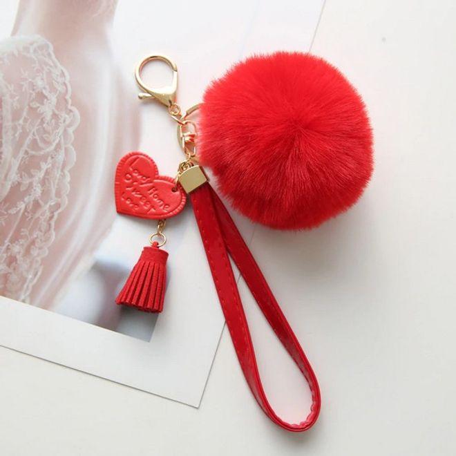 MU Style Pompom Schlüsselanhänger mit Kunstleder Details