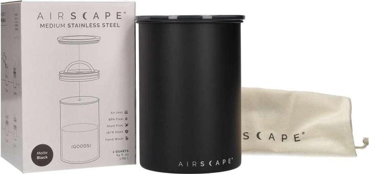 Actual product image Airscape Coffee tin medium black matt (1.89 l)