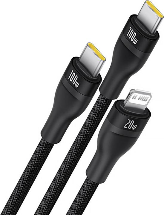 Produktbild Baseus 3-in-1 Flash3 USB to C+C+L 100W / 1.5m cable (black) (1.50 m, USB 2.0, 100 W)