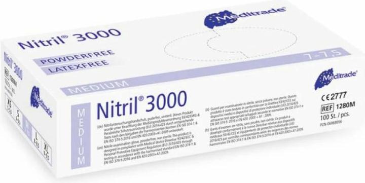 Produktbild Meditrade Untersuchungshandschuhe Nitril 3000 X-long blau puderfrei (M)