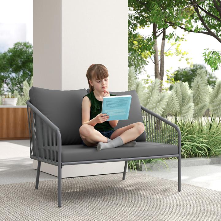 Produktbild Outsunny Rattansofa Stahl, PE-Rattan Grau