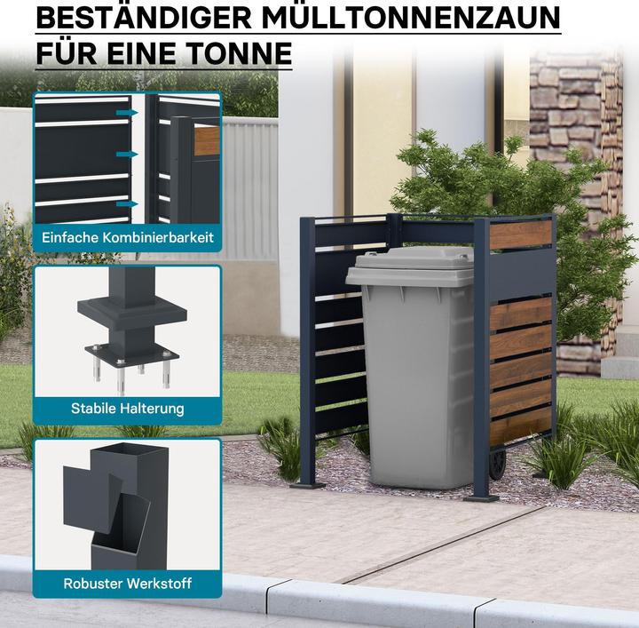 Produktbild Wiltec Mülltonnenzaun für eine Tonne Holzoptik Mülltonnenbox 60-240l Sichtschutz
