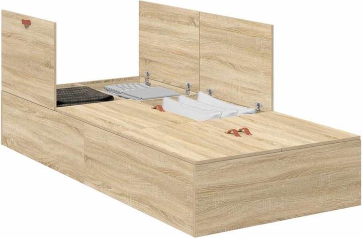 Produktbild VidaXL Bettgestell mit Stauraum Sonoma Eiche 160x200 cm (160 x 200 cm)