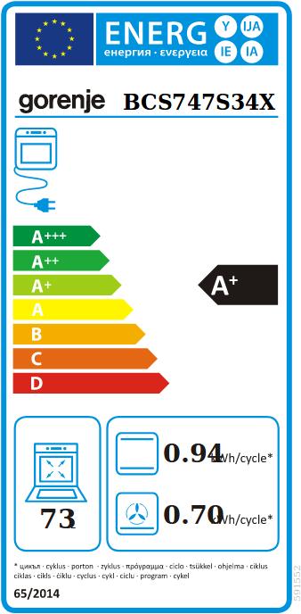 Energy Label Gorenje BCS747S34X A+ stainless steel