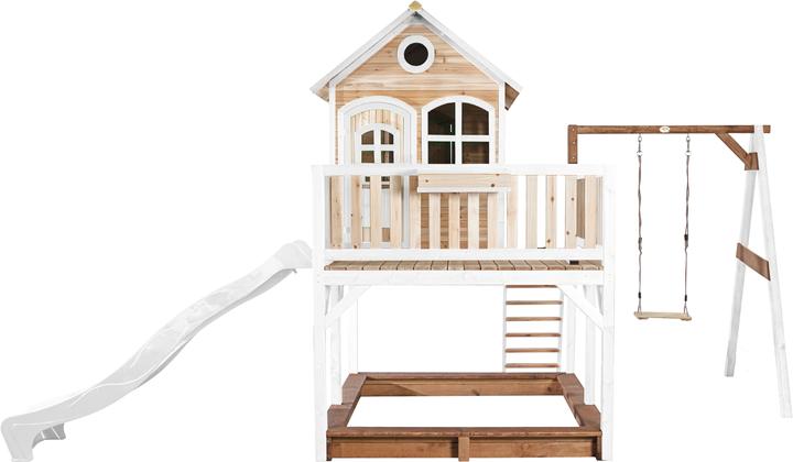 Immagine prodotto Axi Liam Playhouse con altalena singola marrone/bianco - scivolo bianco
