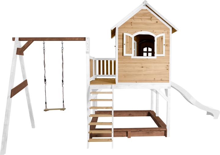 Immagine prodotto Axi Liam Playhouse con altalena singola marrone/bianco - scivolo bianco