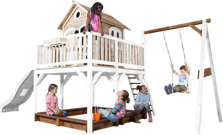 Immagine prodotto Axi Liam Playhouse con altalena singola marrone/bianco - scivolo bianco