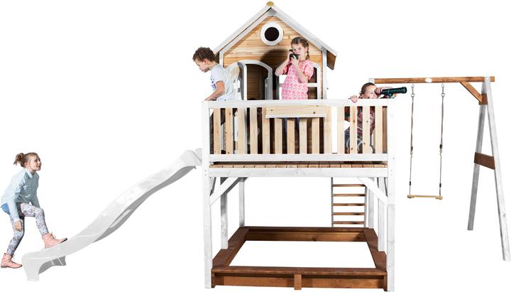 Immagine prodotto Axi Liam Playhouse con altalena singola marrone/bianco - scivolo bianco