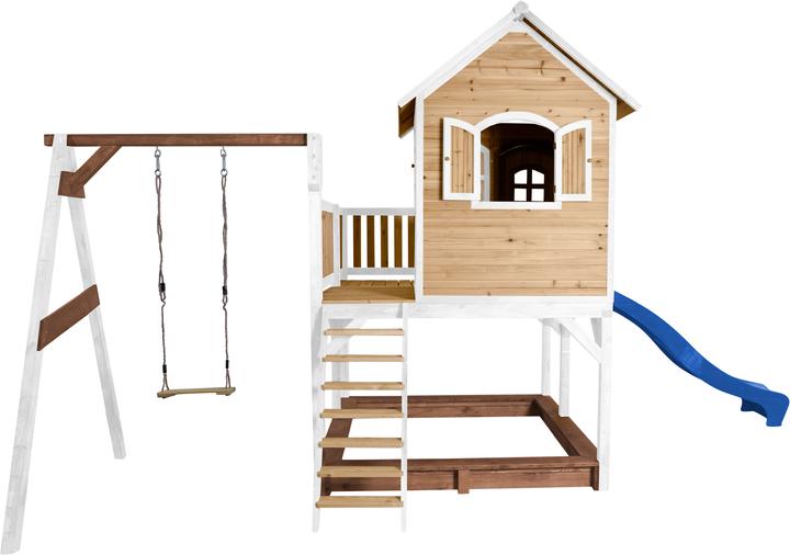 Immagine prodotto Axi Liam Playhouse con altalena singola marrone/bianco - scivolo blu