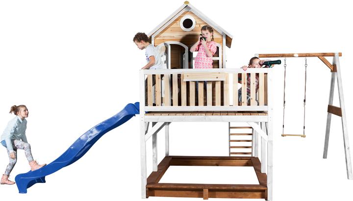 Immagine prodotto Axi Liam Playhouse con altalena singola marrone/bianco - scivolo blu