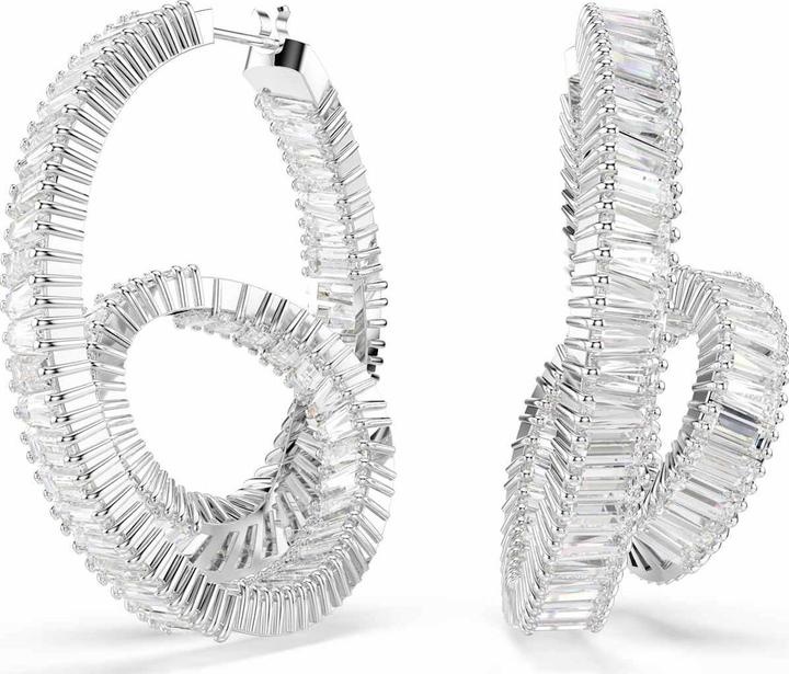 Image du produit Swarovski Matrix Kreolen Baguette Schliff Schleife Weiss Rhodiniert