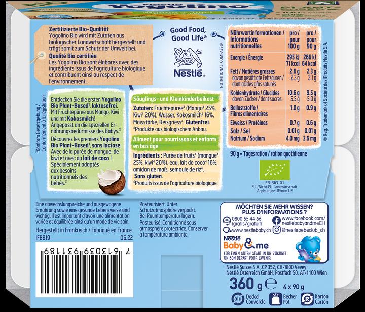 Valeurs nutritives et ingrédients Yogolino Bio Plant-Based Mango-Kiwi - Après 6 mois (360 g)