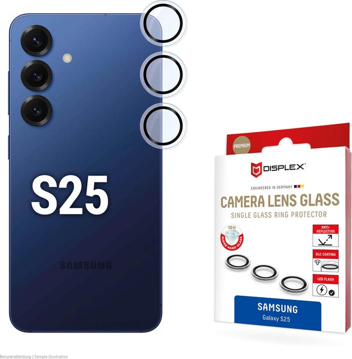 Image du produit Displex Premium Camera Lens Glass, Kamera Schutzglas, Einzelringe (1 pièce(s), Samsung Galaxy S25)
