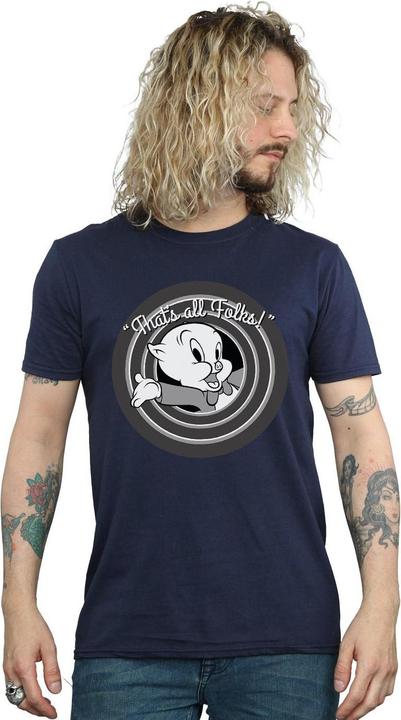 Looney Tunes Mens That's All Folks Porky Pig Cotton T-Shirt