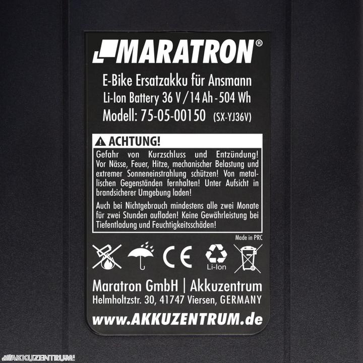 Image du produit Ansmann 36V 14Ah vervangende fietsaccu (518 Wh, Batterie pour vélo électrique)