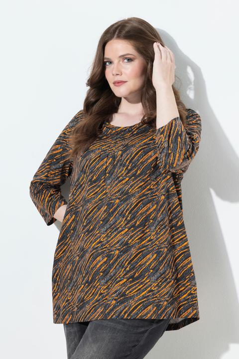 Produktbild Ulla Popken Shirt, grafischer Druck, A-Linie, Rundhals, 3/4-Arm (46, 48)