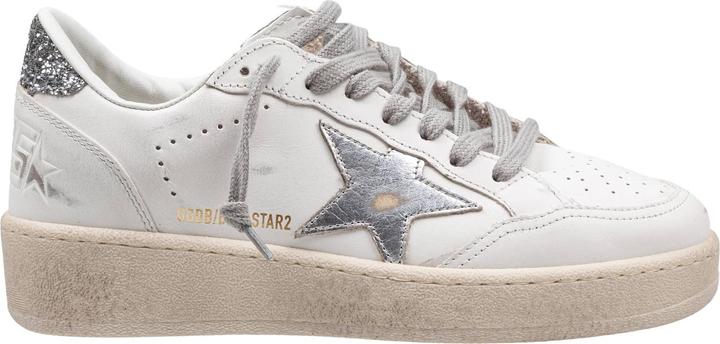 Golden Goose ballstar sneakers in leather color white and silver (42)