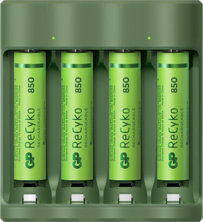 Actual product image GP Batteries ReCyko B421/85 4-Port USB Ladegerät inkl.4xAAA NiMh 850mAh (4 pcs., AA, 850 mAh, Battery + charger)