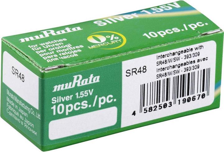 Image du produit Murata Pile bouton à l'oxyde d'argent n 393 (10 pcs, SR48, 75 mAh)