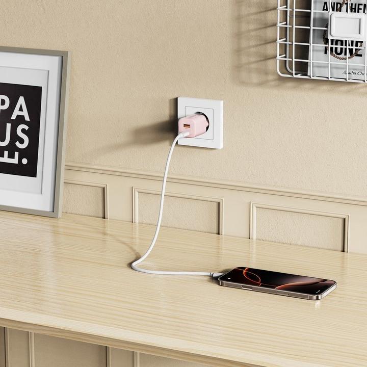 Actual product image Tech-Protect NCM33W 2-port PD33W/QC3.0 wall charger - pink (33 W)