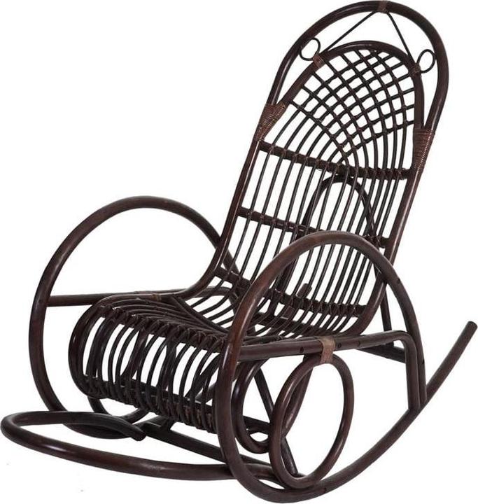 Produktbild Swisshandel24 Schaukelstuhl, Schwingsessel Rattansessel, braun - Auflage creme