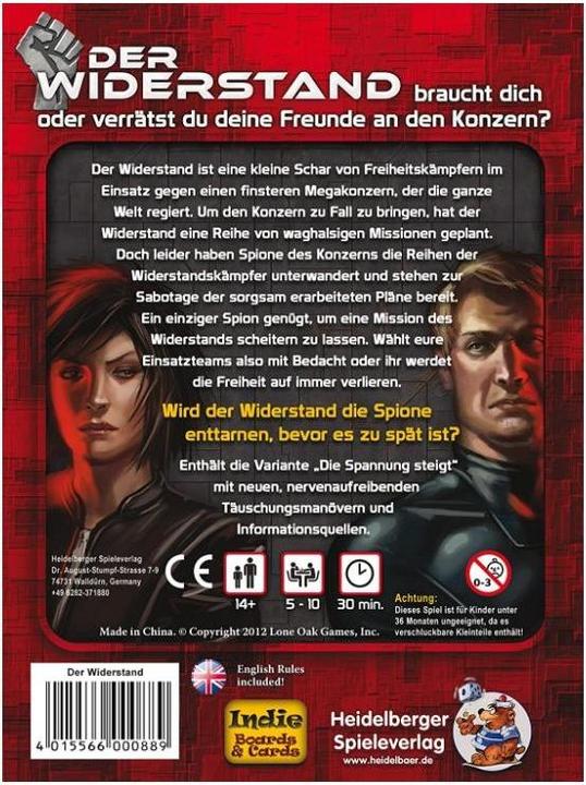 Actual product image IBCD0011 - The Resistance, Card Game, for 5-10 Players, from 12 Years (German)