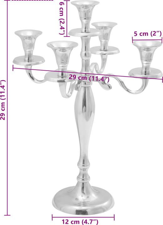 Produktbild VidaXL Kerzenhalter Silber 29x29x40 cm Aluminium (12 x 12 x 29 cm)