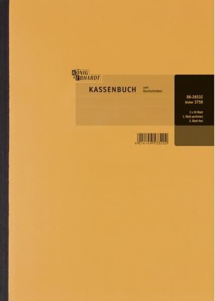 Produktbild König & Ebhardt Kassenbuch DIN A4 orange 2 x 50 Bl. (50 x)