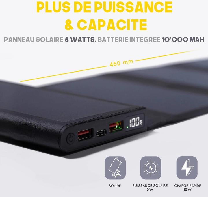 Produktbild Sunslice Tragbare Solar-Batterie 8W "Electron" (10000 mAh, 8 W, 20 Wh)